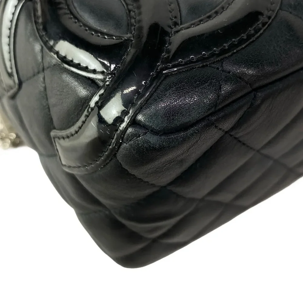 Chanel Cambon Mini Bowling Bag Handbag A29792 Lambskin Patent Leather
